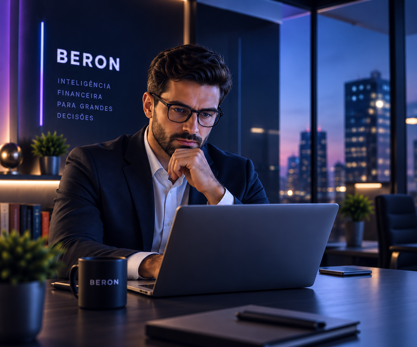 Empresário analisando informações para apoiar decisões de negócio